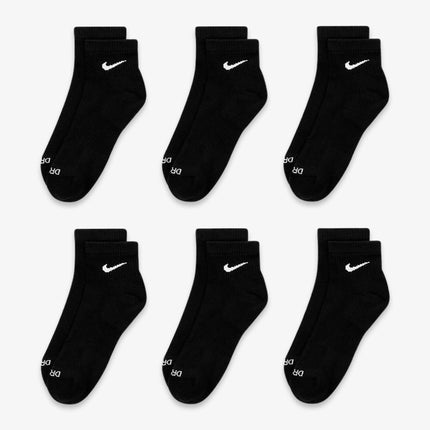 Nike Dri-FIT Everyday Plus Cushioned Mid Training Quarter Ankle Socks (6 Pack) Black SX6899-010 - SOLE SERIOUSS (2)