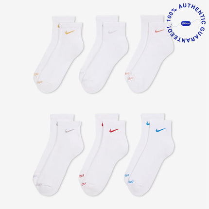Nike Dri-FIT Everyday Plus Cushioned Mid Training Quarter Ankle Socks (6 Pack) White / Multicolor | SOLE SERIOUSS [2]