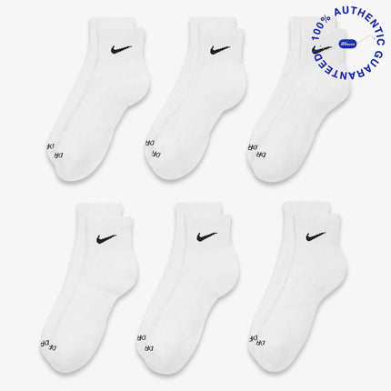 Nike Dri-FIT Everyday Plus Cushioned Mid Training Quarter Ankle Socks (6 Pack) White | SOLE SERIOUSS [2]