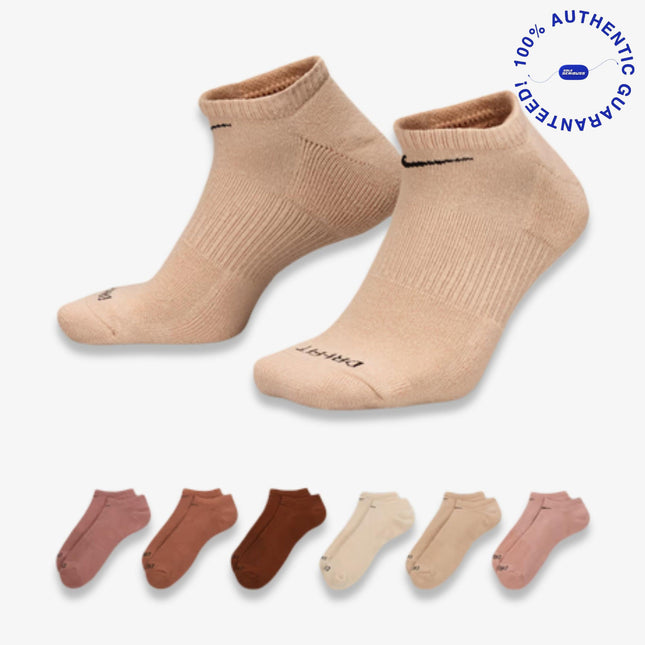 Nike Dri-FIT Everyday Plus Cushioned Training No-Show Socks (6 Pack) Multicolor / Rust Pink | SOLE SERIOUSS [1]