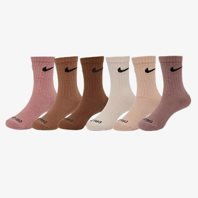 Nike Dri-Fit Cushioned High Crew Socks (6 Pack) Multicolor / Rust Pink (Little Kids) | SOLE SERIOUSS [1]