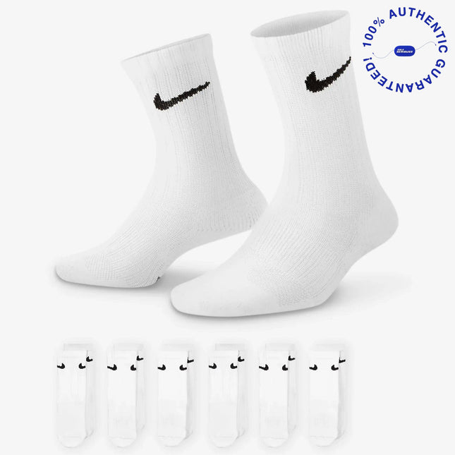 Nike Dri-Fit Cushioned High Crew Socks (6 Pack) White (Little Kids) | SOLE SERIOUSS [1]