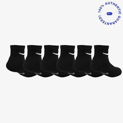 Nike Dri-Fit Cushioned Mid Training Quarter Ankle Socks (6 Pack) Black (Little Kids) | SOLE SERIOUSS [2]