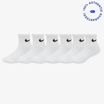 Nike Dri-Fit Cushioned Mid Training Quarter Ankle Socks (6 Pack) White (Little Kids) | SOLE SERIOUSS [1]