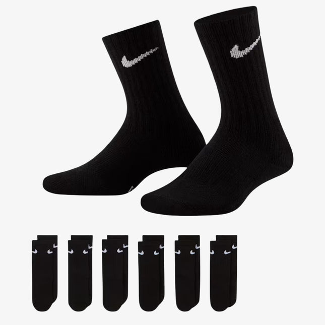 Nike Dri-Fit Performance Basics High Crew Socks (6 Pack) Black (Little Kids) | SOLE SERIOUSS [1]