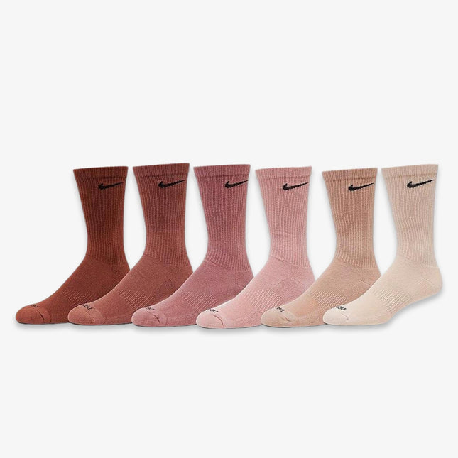 Nike Everyday Plus Cushioned High Training Crew Socks (6 Pack) Multi-Color / Rust Pink - SOLE SERIOUSS (1)