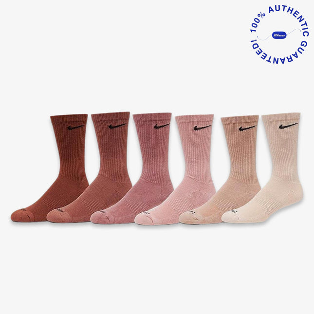 Nike Everyday Plus Cushioned High Training Crew Socks (6 Pack) Multicolor / Rust Pink | SOLE SERIOUSS [1]