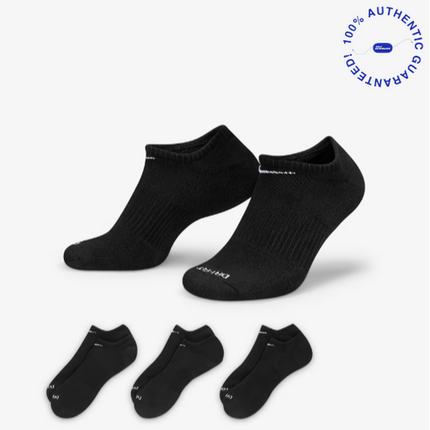 Nike Everyday Plus Cushioned Low Training No-Show Socks (3 Pack) Black | SOLE SERIOUSS [1]