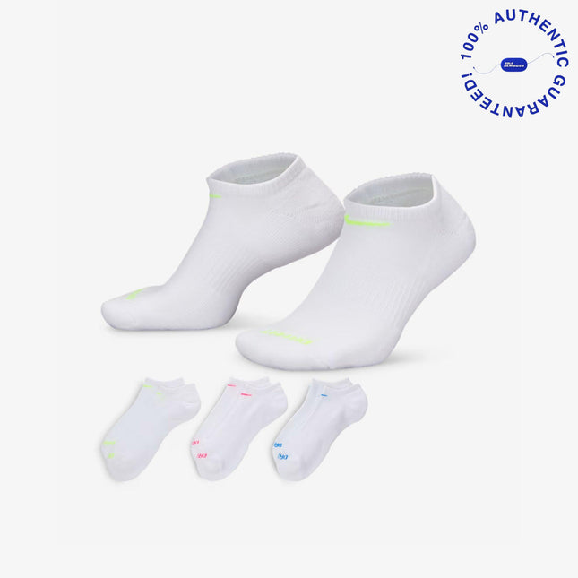 Nike Everyday Plus Cushioned Low Training No-Show Socks (3 Pack) White / Multicolor | SOLE SERIOUSS [1]