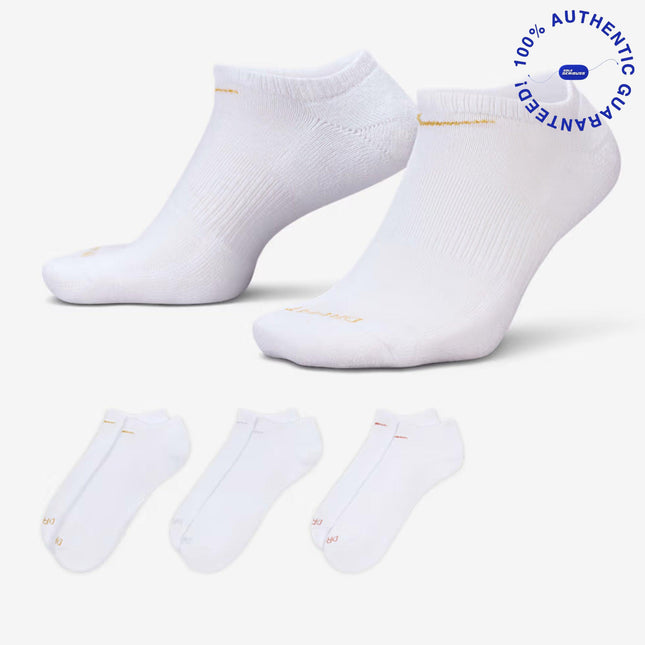 Nike Everyday Plus Cushioned Low Training No-Show Socks (3 Pack) White / Multicolor | SOLE SERIOUSS [1]