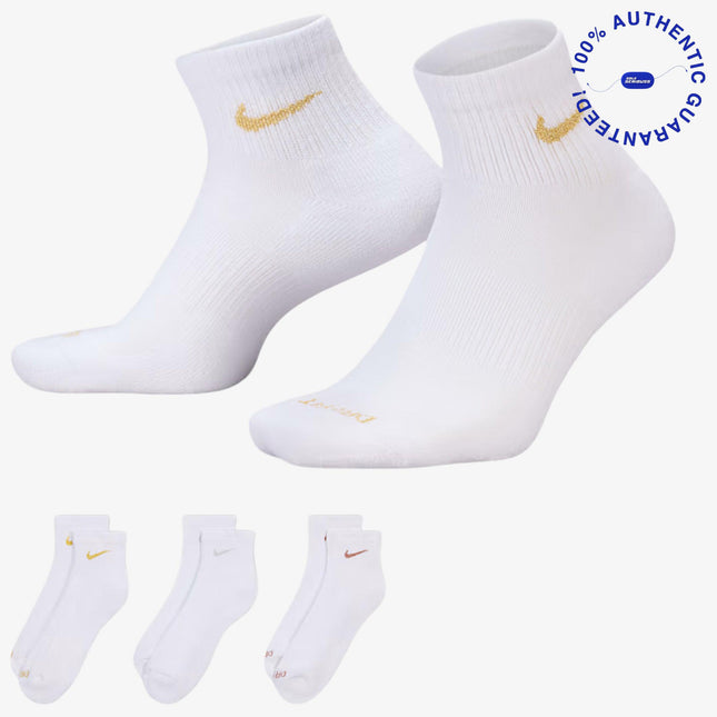 Nike Everyday Plus Cushioned Mid Training Ankle Socks (3 Pack) White / Multicolor | SOLE SERIOUSS [1]