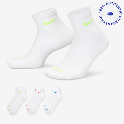 Nike Everyday Plus Cushioned Mid Training Ankle Socks (3 Pack) White / Multicolor | SOLE SERIOUSS [1]
