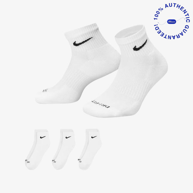 Nike Everyday Plus Cushioned Mid Training Ankle Socks (3 Pack) White | SOLE SERIOUSS [1]