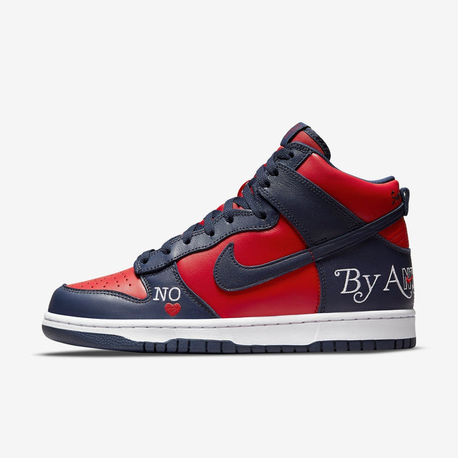 Nike SB Dunk High OG QS x Supreme 'By Any Means Necessary Red / Navy' (2022) | SOLE SERIOUSS [1]