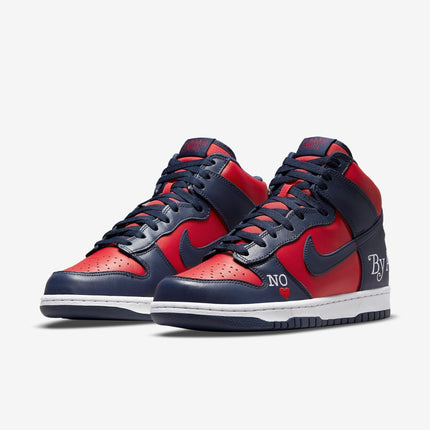 Nike SB Dunk High OG QS x Supreme 'By Any Means Necessary Red / Navy' (2022) | SOLE SERIOUSS [3]