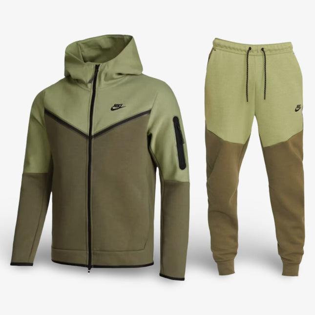 Nike Sportswear Tech Fleece Full-Zip Hoodie & Joggers Alligator / Medium Olive (Full Suit) (FW23) CU4489-334 / CU4495-222 - SOLE SERIOUSS (1)