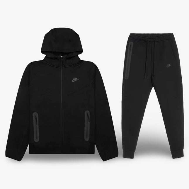 Nike Sportswear Tech Fleece Full-Zip Hoodie & Joggers Black (Full Suit) (FW23) FB7921-010 / FB8002-010 - SOLE SERIOUSS (1)