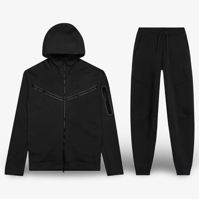 Nike Sportswear Tech Fleece Full-Zip Hoodie & Joggers Black (Full Suit) (SS21) CU4489-010 / CU4495-010 - SOLE SERIOUSS (1)