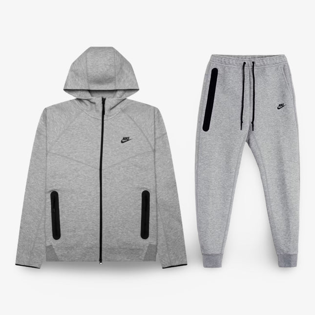 Nike Sportswear Tech Fleece Full-Zip Hoodie & Joggers Dark Heather Grey / Black (Full Suit) (FW23) FB7921-063 / FB8002-063 - SOLE SERIOUSS (1)