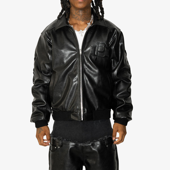 ProjectCapri 'Capri' Chenille Patch Leather Jacket Black | SOLE SERIOUSS [1]