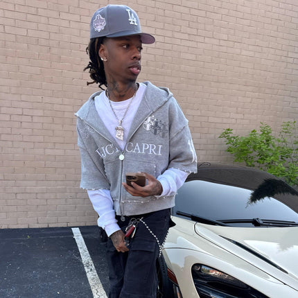 ProjectCapri 'Futbol 10' 500 GSM French Terry Thermal Zip-Up - SOLE SERIOUSS