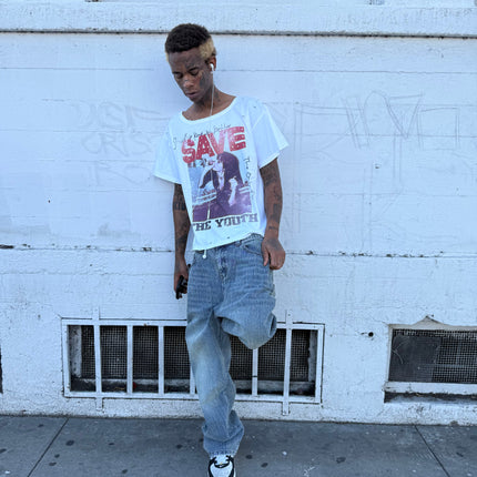 ProjectCapri 'Save the Youth' Rhinestone T-Shirt White | SOLE SERIOUSS [4]