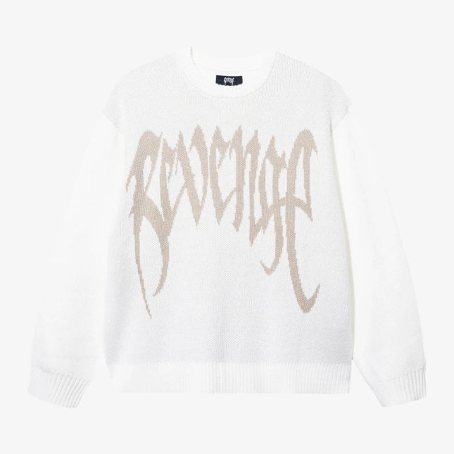 Revenge 'Arch Logo' Knit Crewneck Sweater White / Cream - SOLE SERIOUSS (1)