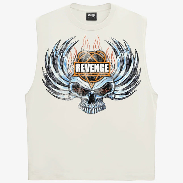 Revenge 'Chrome Motorcycle' Cut Off Tank Top Cream - SOLE SERIOUSS (1)