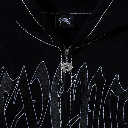 Revenge 'Contrast Embroidered' Zip Hoodie Black / Black - SOLE SERIOUSS (3)