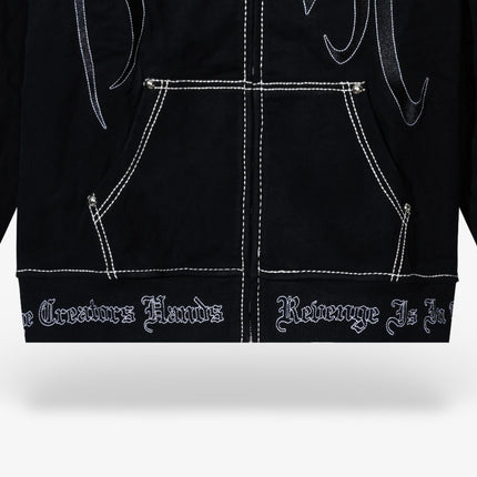 Revenge 'Contrast Embroidered' Zip Hoodie Black / Black - SOLE SERIOUSS (4)