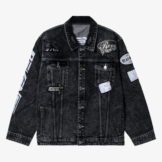 Revenge 'Moto Patch' Denim Jacket Washed Black - SOLE SERIOUSS (1)