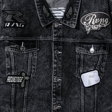 Revenge 'Moto Patch' Denim Jacket Washed Black - SOLE SERIOUSS (3)