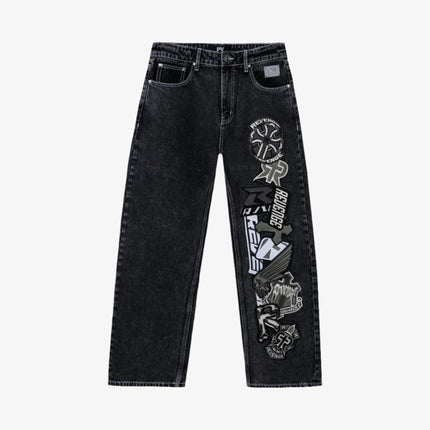 Revenge 'Moto Patch' Denim Pant Washed Black - SOLE SERIOUSS (1)