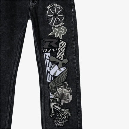 Revenge 'Moto Patch' Denim Pant Washed Black - SOLE SERIOUSS (3)