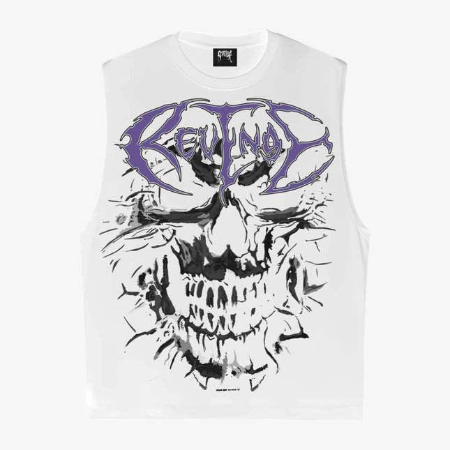 Revenge 'Skull Flame' Cut Off Tank Top Cream - SOLE SERIOUSS (1)