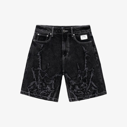 Revenge 'Spider Web Embroidered' Denim Short Black - SOLE SERIOUSS (1)