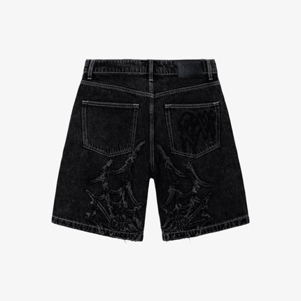 Revenge 'Spider Web Embroidered' Denim Short Black - SOLE SERIOUSS (2)