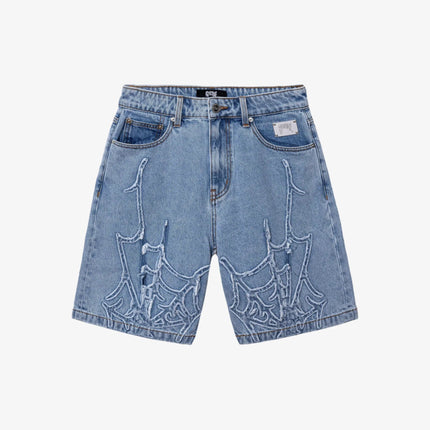 Revenge 'Spider Web Embroidered' Denim Short Indigo - SOLE SERIOUSS (1)