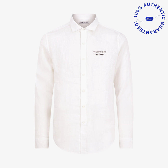 Saint Perry Slim Fit Linen Shirt White | SOLE SERIOUSS [1]