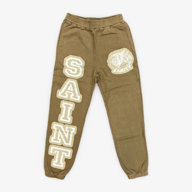 Saint Vanity 'Varsity Classic Logo' Sweatpants Tan / White - SOLE SERIOUSS (1)