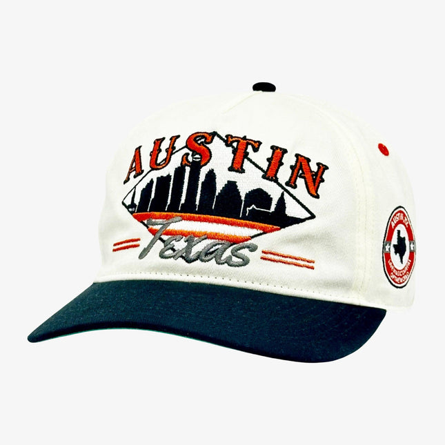 Shells Vintage Hat Co. 'Austin / The Silicon Hills' 5-Panel Snapback Cream / Black | SOLE SERIOUSS [1]