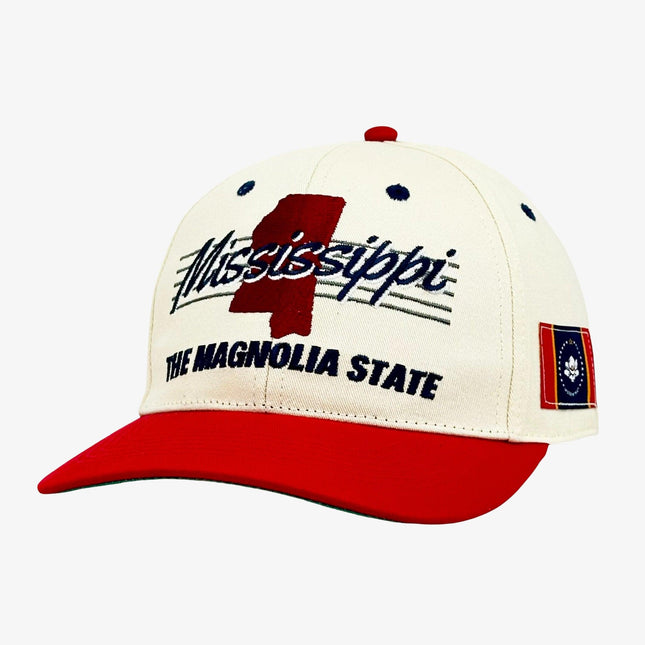 Shells Vintage Hat Co. 'Mississippi / The Magnolia' 6-Panel Snapback Cream / Red | SOLE SERIOUSS [1]