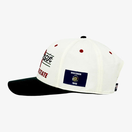 Shells Vintage Hat Co. 'Wisconsin / The Watt' 6-Panel Snapback Cream / Black | SOLE SERIOUSS [3]