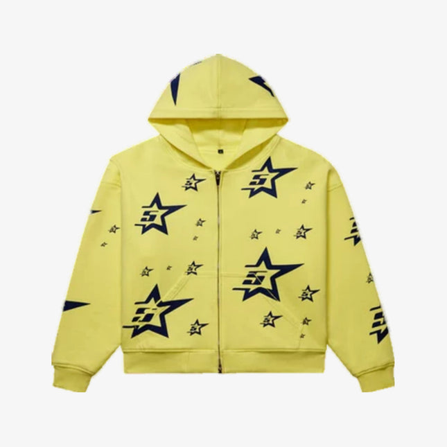 Sp5der '5 Star' Double Layer Zip Hoodie Yellow FW23 - SOLE SERIOUSS (1)