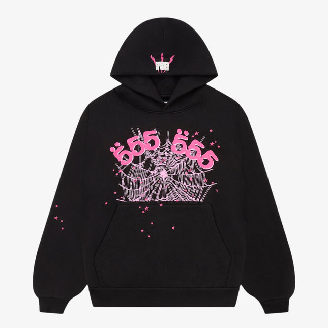 Sp5der 'Angel Number 555' Pullover Hoodie Black / Pink (FW24) SS05FW24BLK - SOLE SERIOUSS (1)