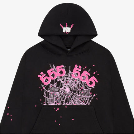 Sp5der 'Angel Number 555' Pullover Hoodie Black / Pink (FW24) SS05FW24BLK - SOLE SERIOUSS (3)