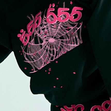 Sp5der 'Angel Number 555' Pullover Hoodie Black / Pink (FW24) SS05FW24BLK - SOLE SERIOUSS (5)