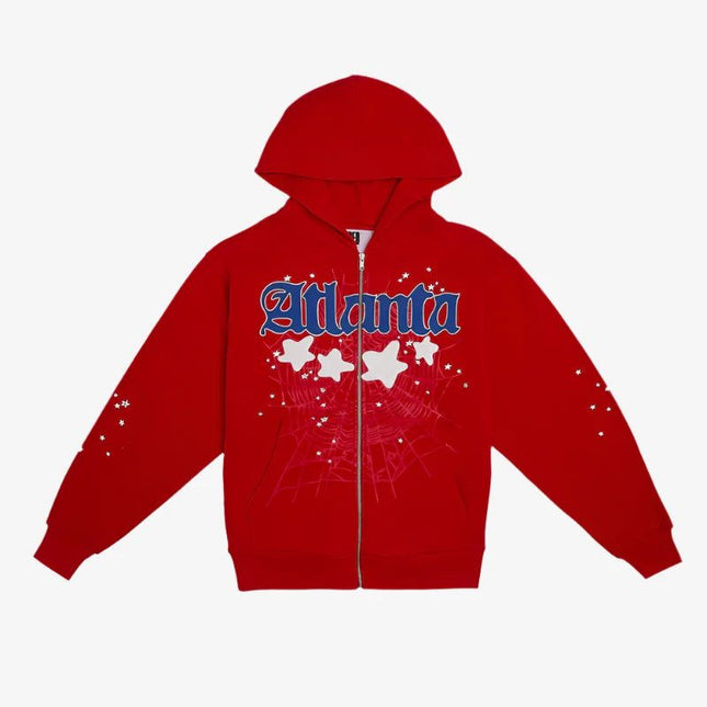 Sp5der 'Atlanta' Zip Up Hoodie Red (SS24) SS08FW24RED - SOLE SERIOUSS (1)