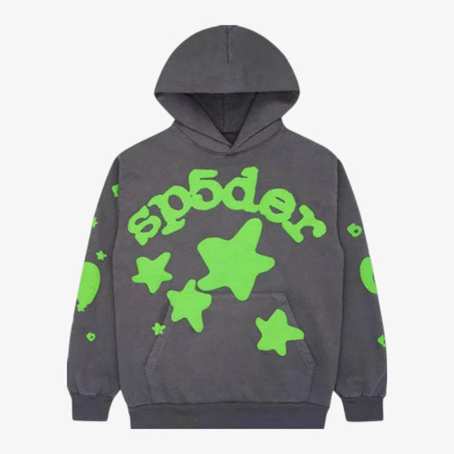 Sp5der 'Beluga' Pullover Hoodie Slate Grey / Green (SS24) SP5-BEL-SLTEHD - SOLE SERIOUSS (1)