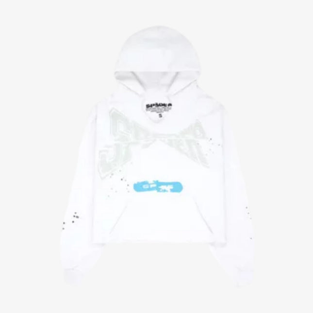 Sp5der 'Cropped' Pullover Hoodie Eggshell (FW22) SP5-TFC-WH - SOLE SERIOUSS (1)